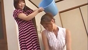 Asian teen slaps around her m. - foot domination